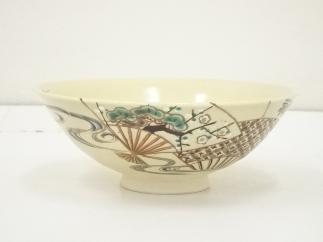 道具 ] - 道具 京焼 宮川香泉造 仁清写扇面平茶碗（共箱） | ネット